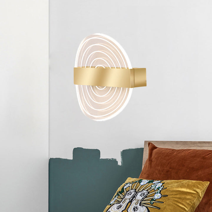 Lisslune | Acrylic Circle Wall Light Wall Mount LED Modern Wall Lamp in Black/Gold for the Living Room