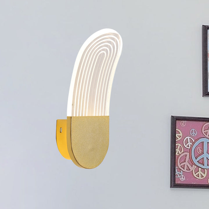 Lisslune | Acrylic Curved Oval Wall Sconce Light Contemporary Black/Gold LED Wall Lighting Fixture for Bedside