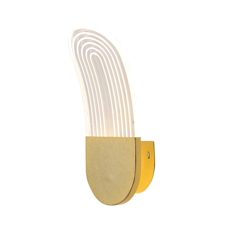 Lisslune | Acrylic Curved Oval Wall Sconce Light Contemporary Black/Gold LED Wall Lighting Fixture for Bedside