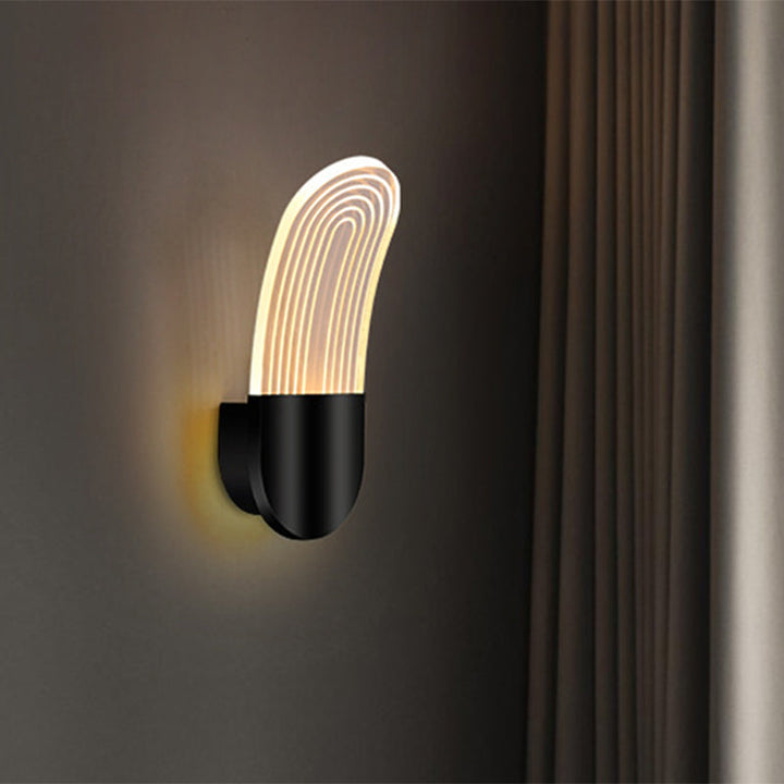 Lisslune | Acrylic Curved Oval Wall Sconce Light Contemporary Black/Gold LED Wall Lighting Fixture for Bedside