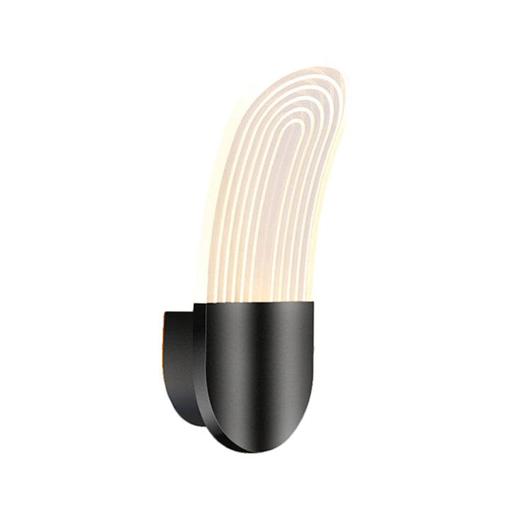Lisslune | Acrylic Curved Oval Wall Sconce Light Contemporary Black/Gold LED Wall Lighting Fixture for Bedside