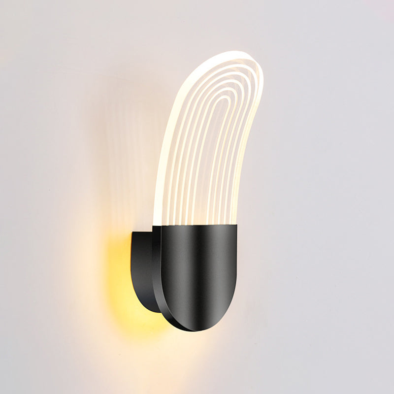 Lisslune | Acrylic Curved Oval Wall Sconce Light Contemporary Black/Gold LED Wall Lighting Fixture for Bedside