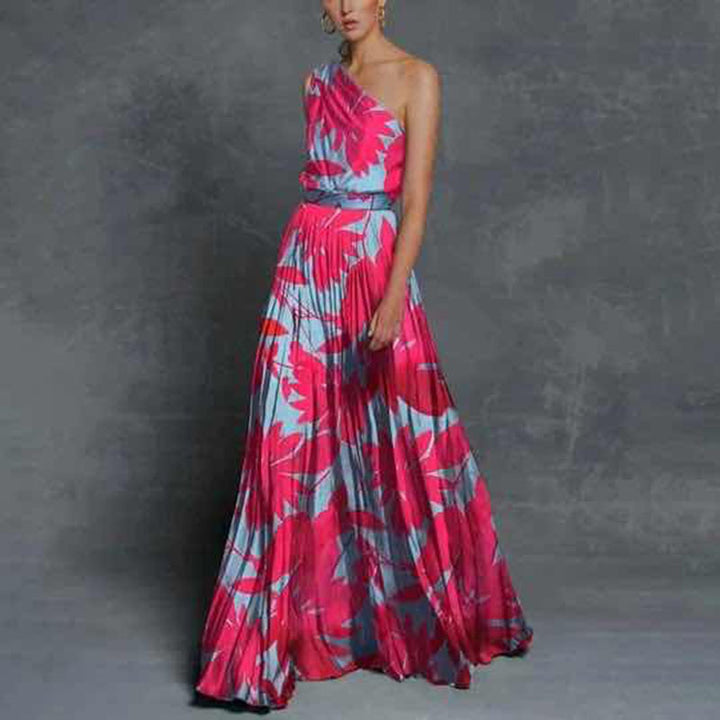 Ladies maxi dress with off-shoulder cut and floral design Lisslune
