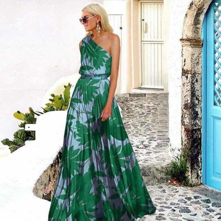 Ladies maxi dress with off-shoulder cut and floral design Lisslune