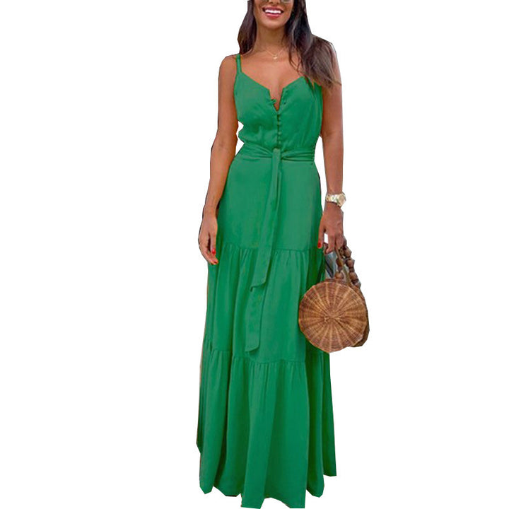 Women’s maxi dress with buttoned front and flowing skirt Lisslune