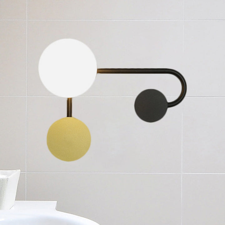 Lisslune | Round Wall Lamp Nordic Style PVC Single Bulb Black and Gold Wall Mounted Light