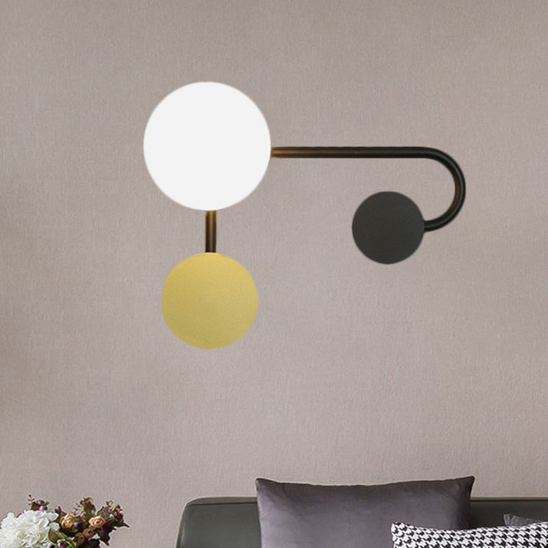 Lisslune | Round Wall Lamp Nordic Style PVC Single Bulb Black and Gold Wall Mounted Light