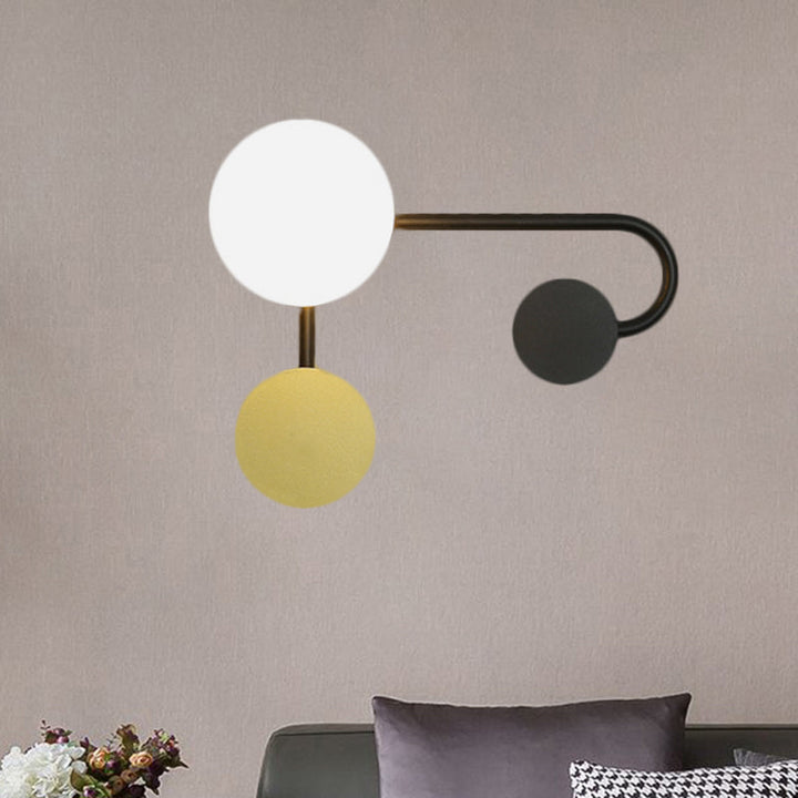 Lisslune | Round Wall Lamp Nordic Style PVC Single Bulb Black and Gold Wall Mounted Light