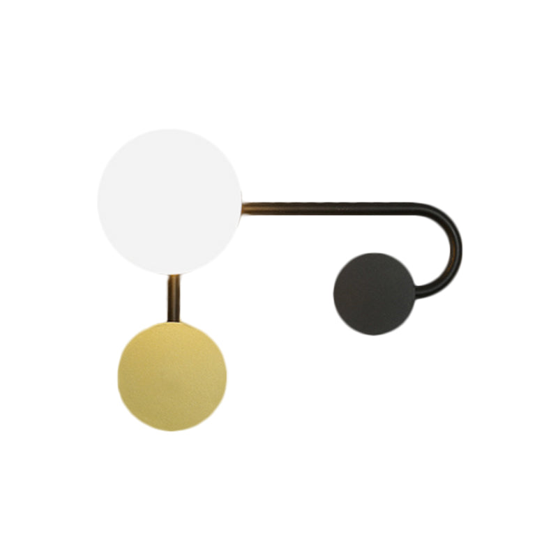 Lisslune | Round Wall Lamp Nordic Style PVC Single Bulb Black and Gold Wall Mounted Light