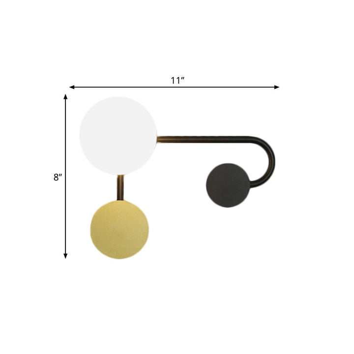 Lisslune | Round Wall Lamp Nordic Style PVC Single Bulb Black and Gold Wall Mounted Light