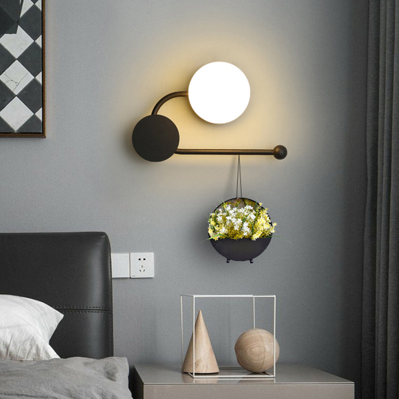 Lisslune | Round Wall Lamp Nordic Style PVC Single Bulb Black and Gold Wall Mounted Light