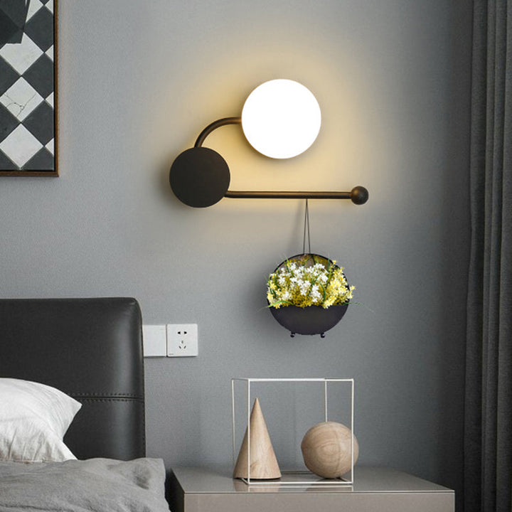 Lisslune | Round Wall Lamp Nordic Style PVC Single Bulb Black and Gold Wall Mounted Light