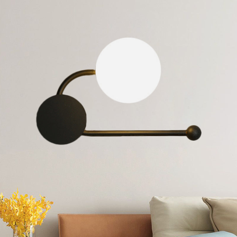 Lisslune | Round Wall Lamp Nordic Style PVC Single Bulb Black and Gold Wall Mounted Light