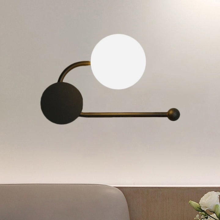 Lisslune | Round Wall Lamp Nordic Style PVC Single Bulb Black and Gold Wall Mounted Light