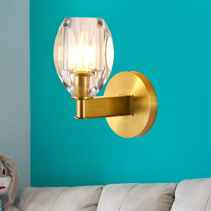 Lisslune | Contemporary Oval Ball Wall Lamp 1 Bulb Clear Crystal Wall Mounted Lighting in Gold