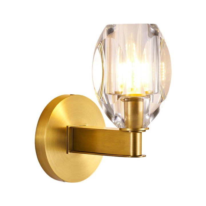 Lisslune | Contemporary Oval Ball Wall Lamp 1 Bulb Clear Crystal Wall Mounted Lighting in Gold