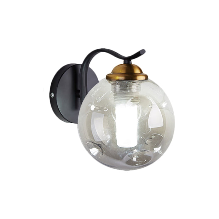 Lisslune | Modernist Bubbly Wall Light Amber/Smoky Grey Glass 1/2-Bulb Salon Wall Mounted Light in Black/Gold