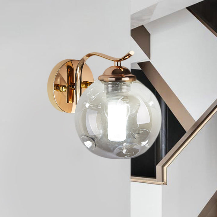 Lisslune | Modernist Bubbly Wall Light Amber/Smoky Grey Glass 1/2-Bulb Salon Wall Mounted Light in Black/Gold