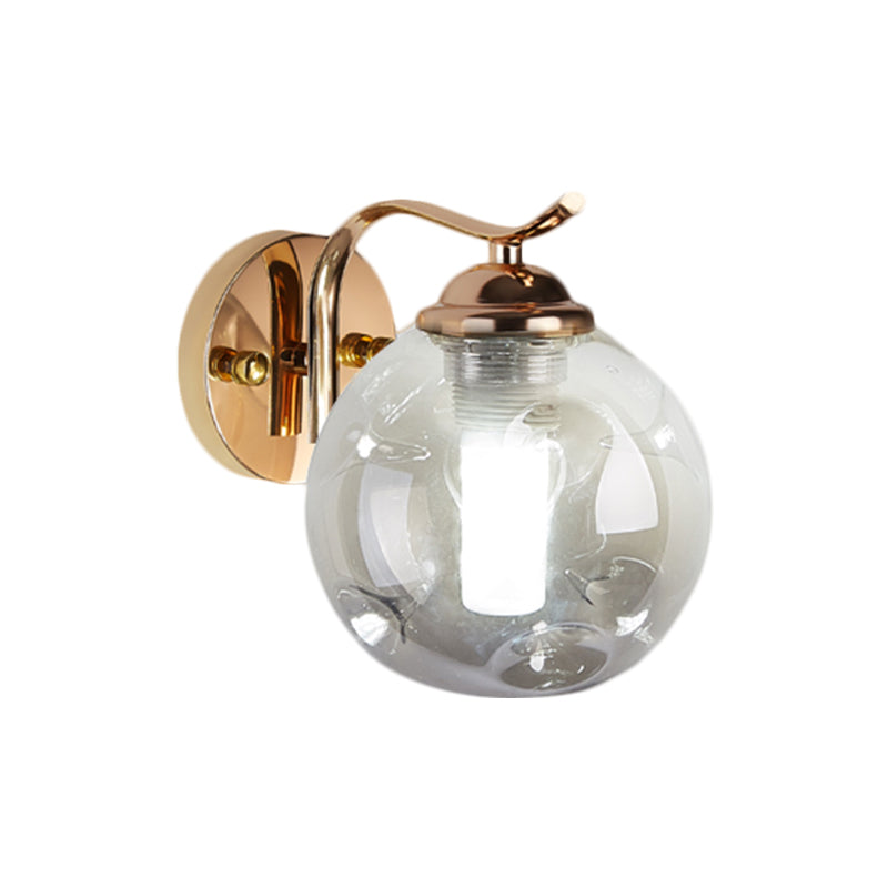 Lisslune | Modernist Bubbly Wall Light Amber/Smoky Grey Glass 1/2-Bulb Salon Wall Mounted Light in Black/Gold