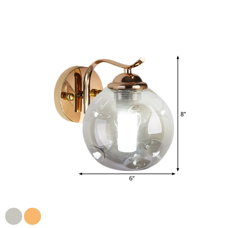 Lisslune | Modernist Bubbly Wall Light Amber/Smoky Grey Glass 1/2-Bulb Salon Wall Mounted Light in Black/Gold