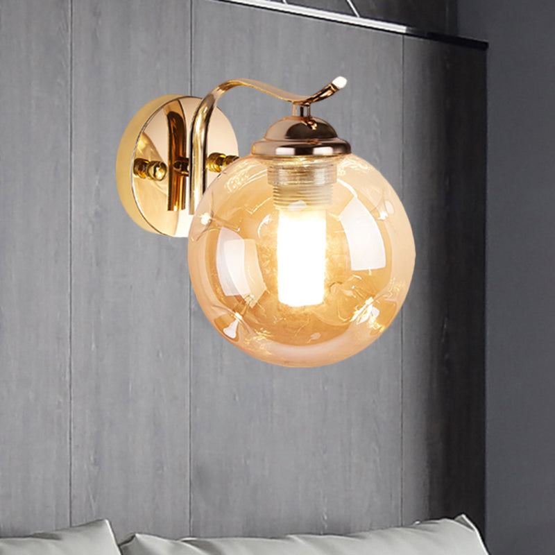 Lisslune | Modernist Bubbly Wall Light Amber/Smoky Grey Glass 1/2-Bulb Salon Wall Mounted Light in Black/Gold