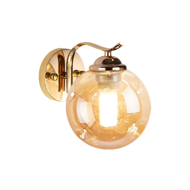 Lisslune | Modernist Bubbly Wall Light Amber/Smoky Grey Glass 1/2-Bulb Salon Wall Mounted Light in Black/Gold