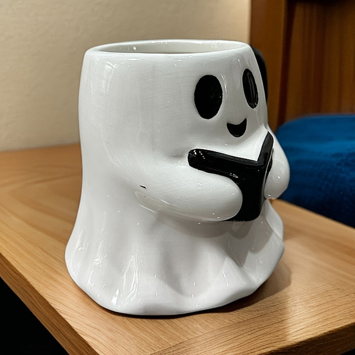 Lisslune | Halloween Ghost Mug – Ceramic Mug with Laughing Ghost Design
