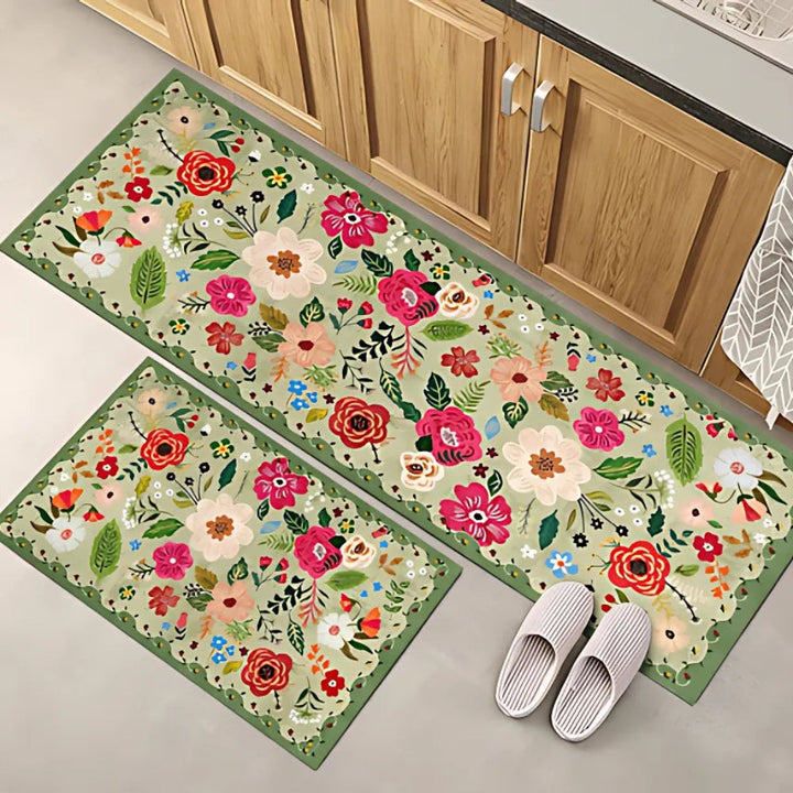 Lisslune | Meadow Boho Floral Kitchen Mat Set