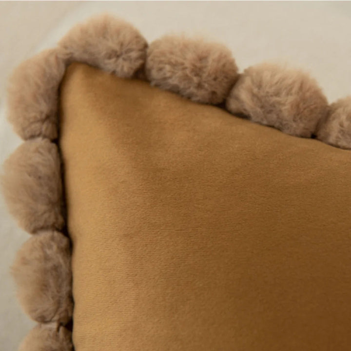 Lisslune | Velvet Pom-Pom Trim Cushion Cover
