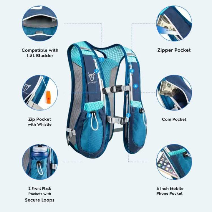 Lisslune | Hydration Running Vest for Trail Running - Lightweight, Adjustable, and Comfortable Backpack for Outdoor Sports and Long Distance Races
