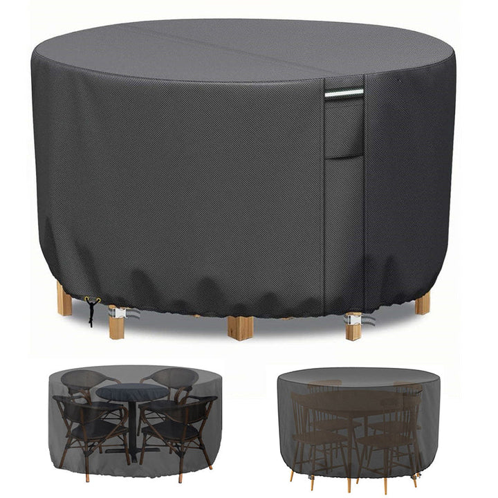 Lisslune | Round Waterproof Garden Furniture Cover | Heavy-Duty, UV-Resistant & Adjustable for Outdoor Tables and Chairs
