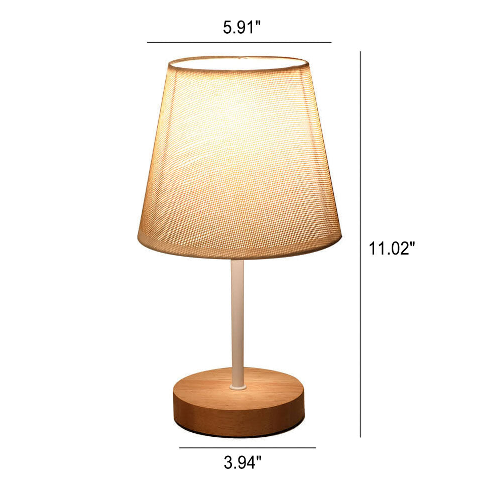 Lisslune | Nordic Vintage Fabric Cone Solid Wood LED Table Lamp