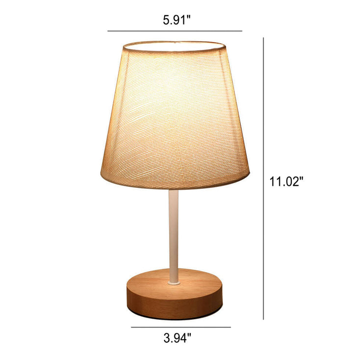 Lisslune | Nordic Vintage Fabric Cone Solid Wood LED Table Lamp