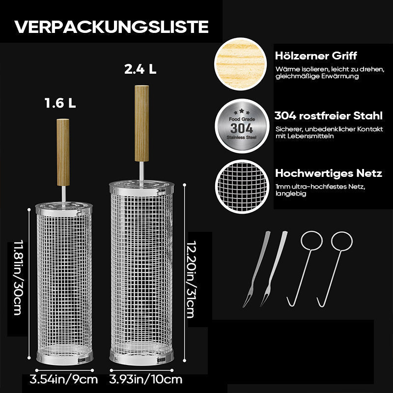 Lisslune | 304 Stainless Steel Rolling Barbecue Cage