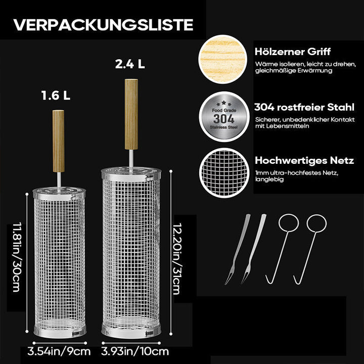 Lisslune | 304 Stainless Steel Rolling Barbecue Cage