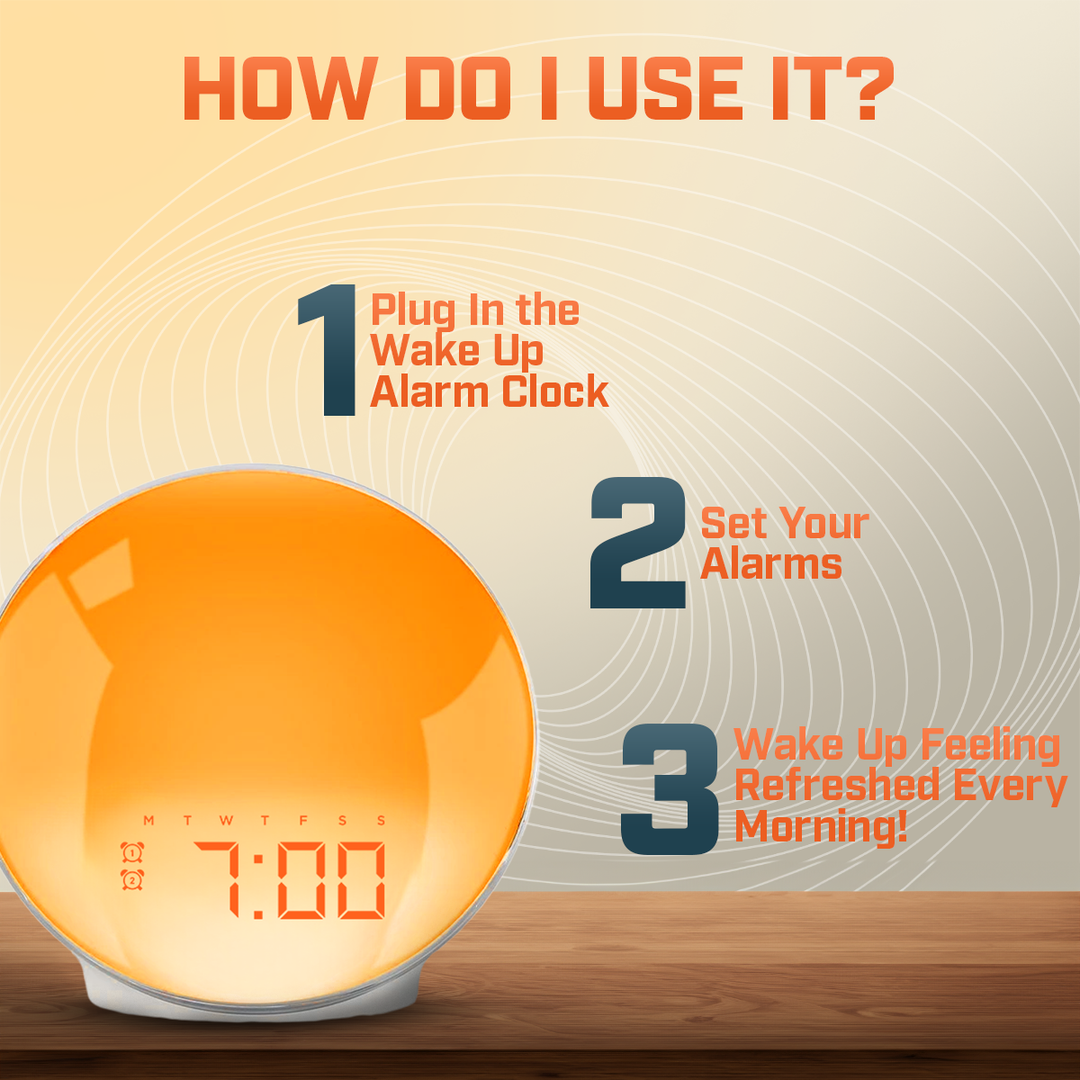 Lisslune | Wake-Up Sun Lamp Alarm Clock | Gradual Sunrise Glow & Customizable Sounds for Gentle Mornings
