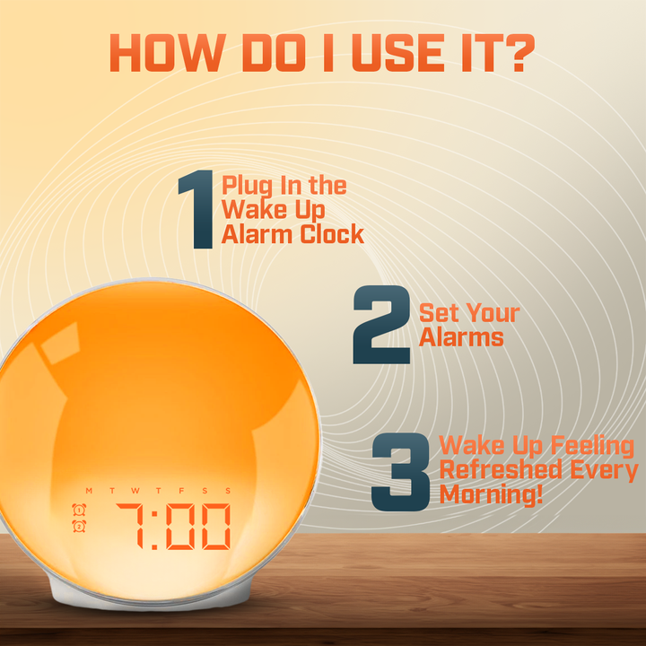 Lisslune | Wake-Up Sun Lamp Alarm Clock | Gradual Sunrise Glow & Customizable Sounds for Gentle Mornings