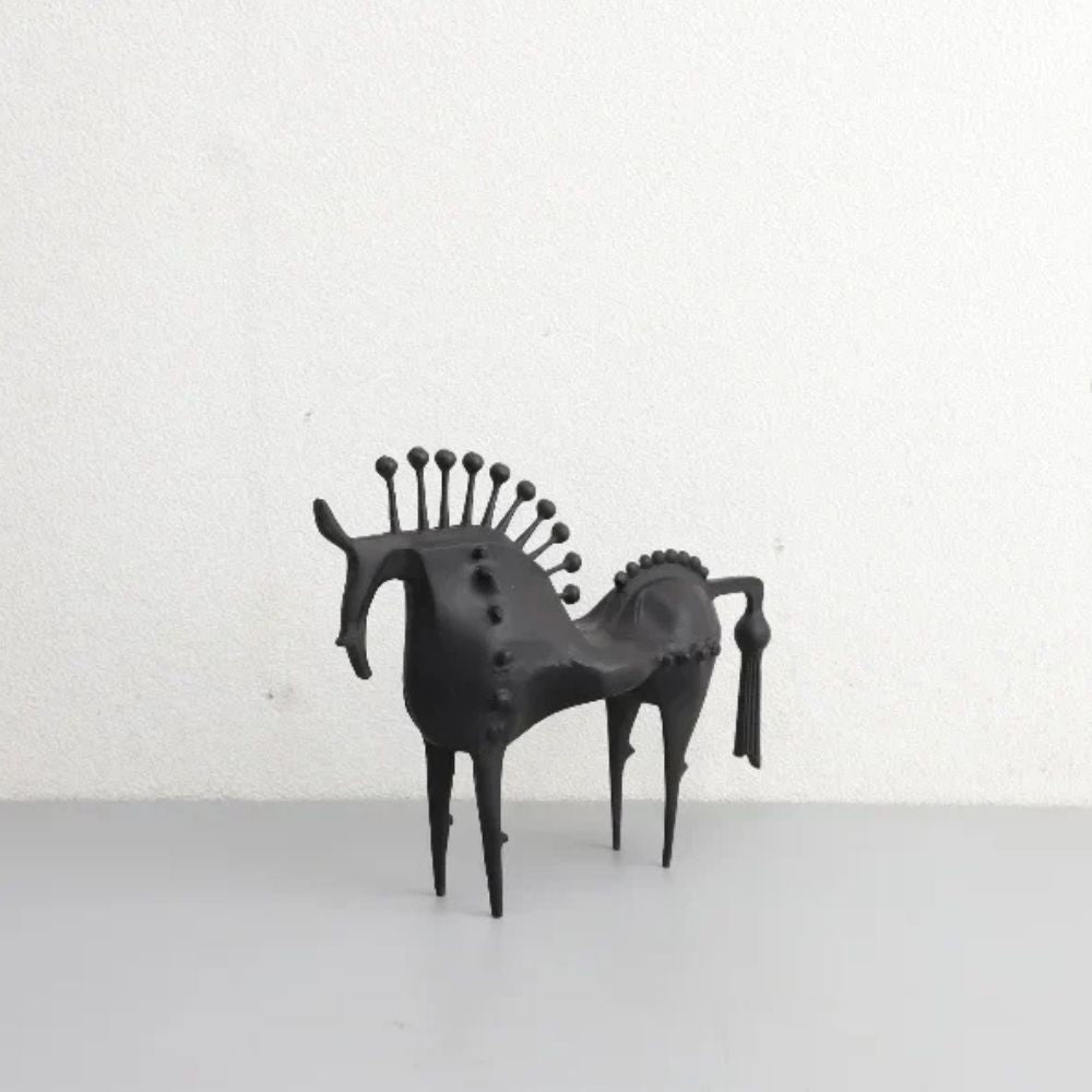 Lisslune | Black Stallion Metal Sculpture
