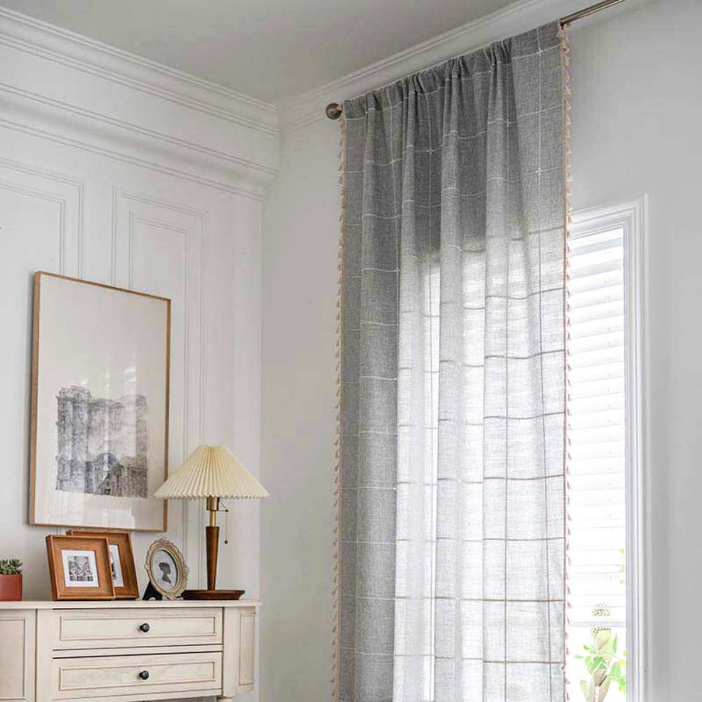 Lisslune | Plaid Tassel Semi-Blackout Curtains – Boho Style Drapes