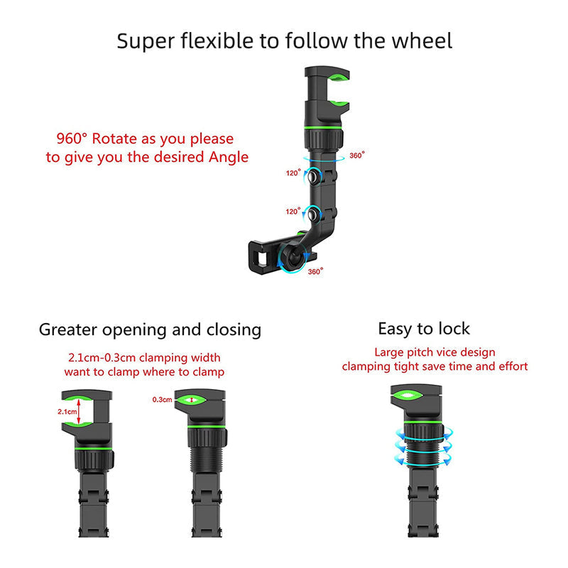 Lisslune | 360° Rearview Mirror Phone Mount – Flexible, Safe & Versatile!