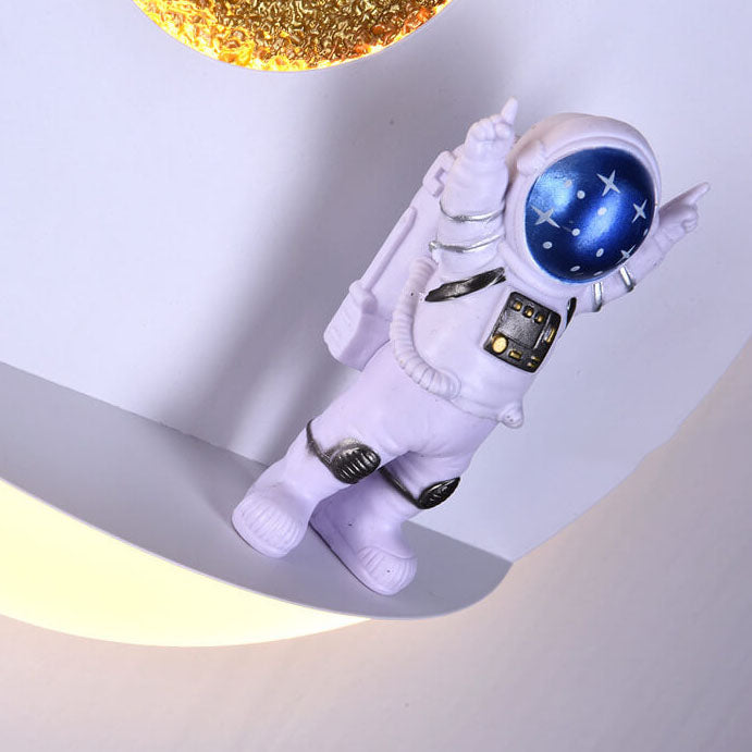 Lisslune | Contemporary Creative Iron Resin Round Astronaut LED Wall Light Lamp for Bedroom