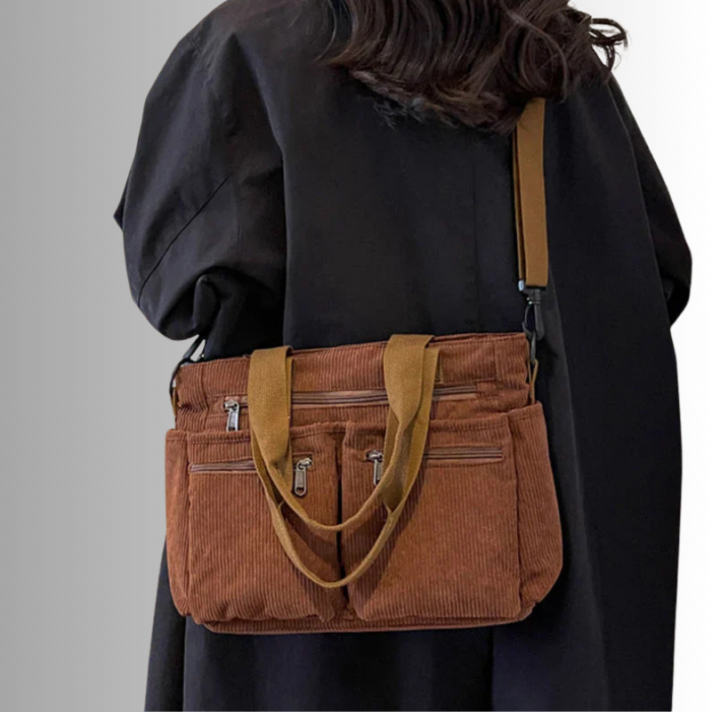 Lisslune | Urban Cord Tote Stylish Corduroy Shoulder Bag – Spacious, Lightweight & Functional Everyday Tote