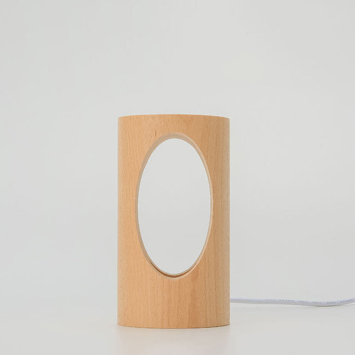 Lisslune | Japanese solid wood rectangular column LED night lamp USB table lamp
