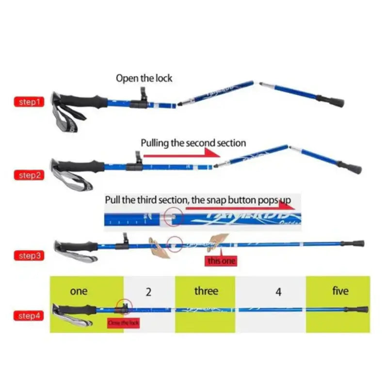 Lisslune | Adjustable Foldable Trekking Pole for Hiking, Backpacking & Outdoor Adventures - Lightweight Aluminum Design