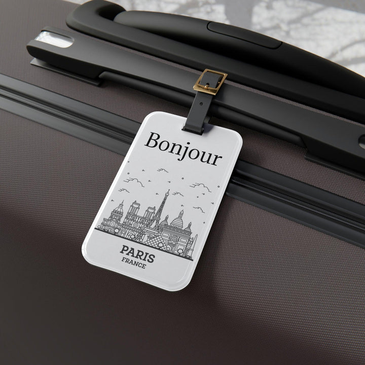 Lisslune | Elegant personalized acrylic luggage tags with stylish leather strap for discerning travelers
