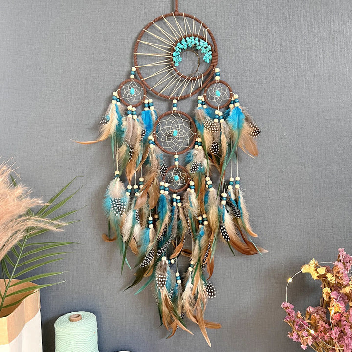 Lisslune | Turquoise Tree of Life Feather Dreamcatcher