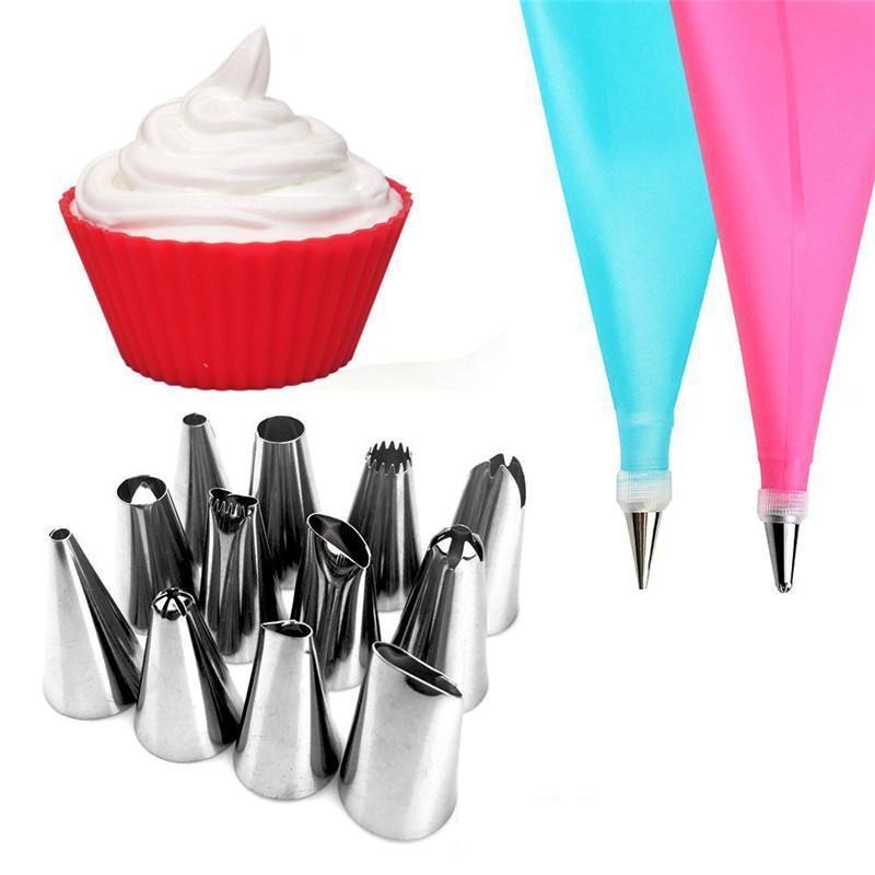 Lisslune | Flower Piping Bag Set for Cupcakes & Cakes (14 Pieces)
