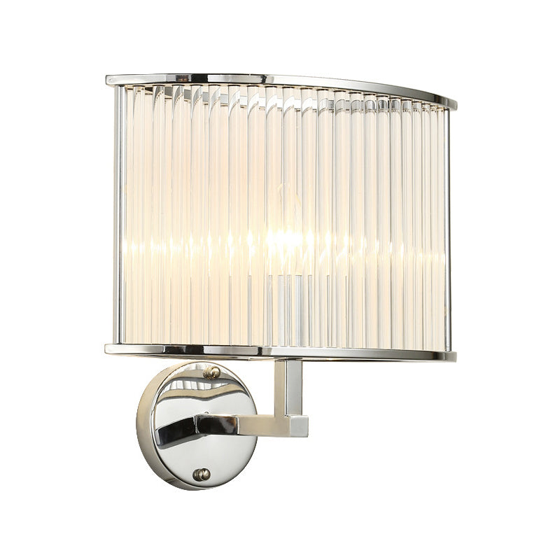 Lisslune | 1 Bulb Oblong Wall Lamp Modern Silver Finish Clear Crystal Tube Shade Wall Light Lighting