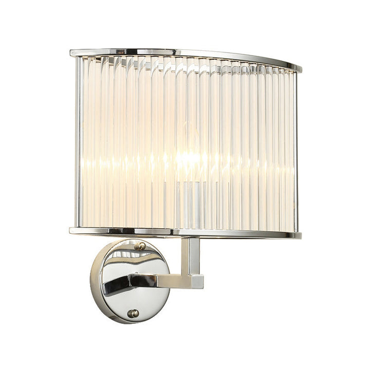 Lisslune | 1 Bulb Oblong Wall Lamp Modern Silver Finish Clear Crystal Tube Shade Wall Light Lighting