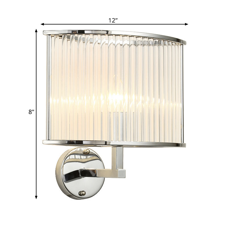 Lisslune | 1 Bulb Oblong Wall Lamp Modern Silver Finish Clear Crystal Tube Shade Wall Light Lighting